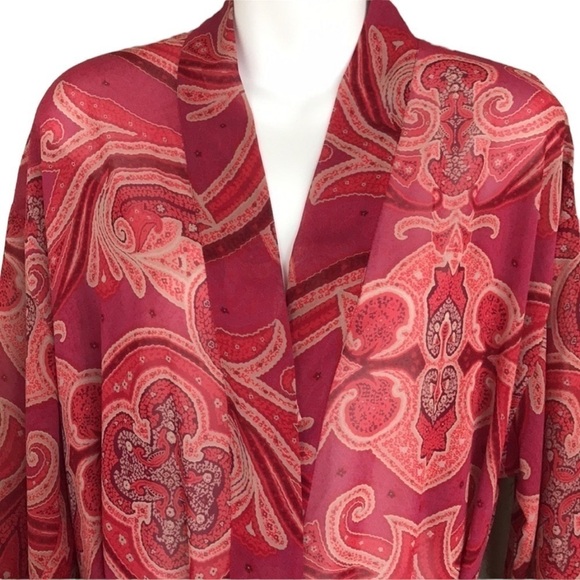 Victoria’s Secret Floral Paisley Print Long Sleeve Semi Sheer Belted‎ Rope - Picture 3 of 12